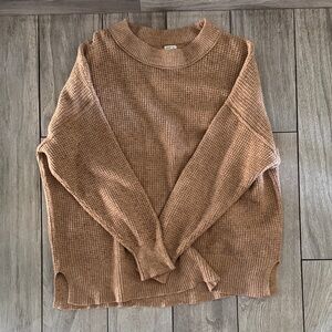 Aerie Cozy Brown Waffle Knit Sweater